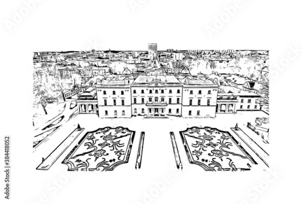 Fototapeta Building view with landmark of Bialystok is the largest city in northeastern Poland. Hand drawn sketch illustration in vector.