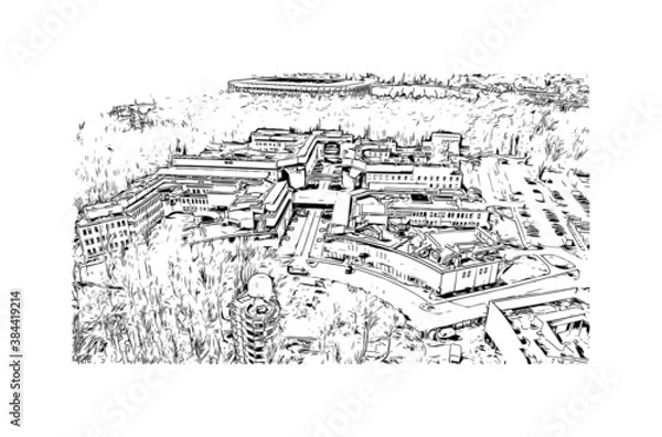 Fototapeta Building view with landmark of Bialystok is the largest city in northeastern Poland. Hand drawn sketch illustration in vector.