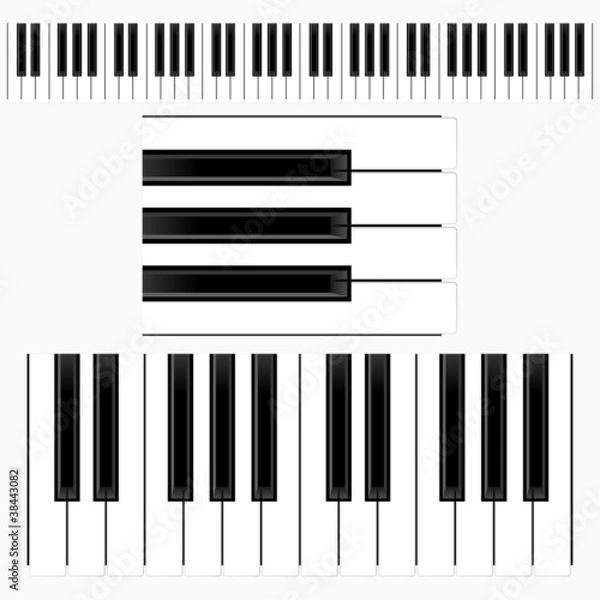 Fototapeta Piano keys representation with different size keyboards