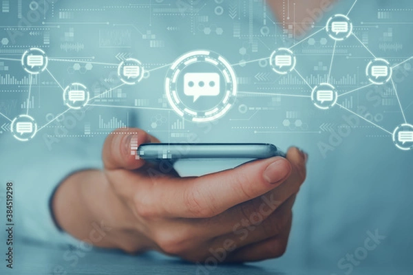 Fototapeta Concept of a business messenger and online chat app