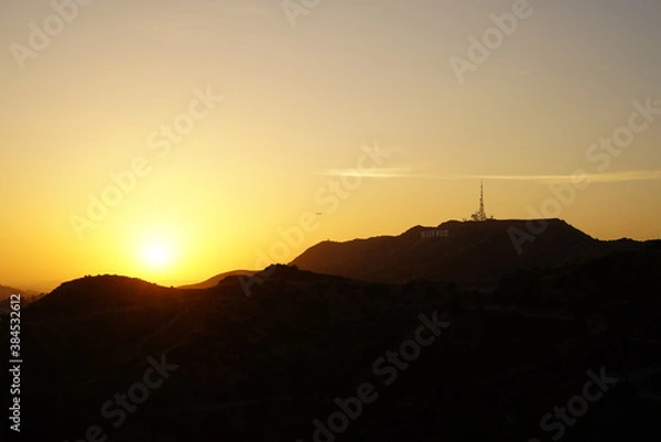 Fototapeta 夕日とハリウッドサイン