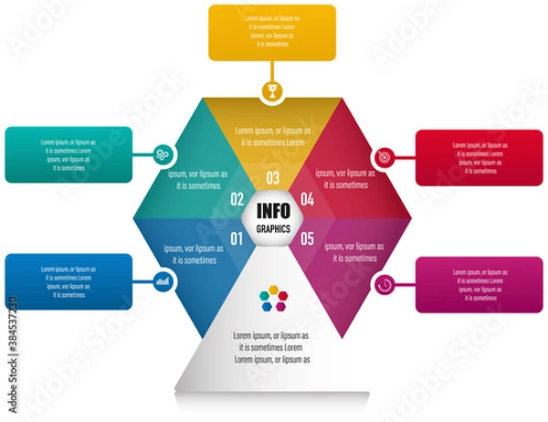 Fototapeta Infographics design vector and business icons with 5 options in a wheels diagram