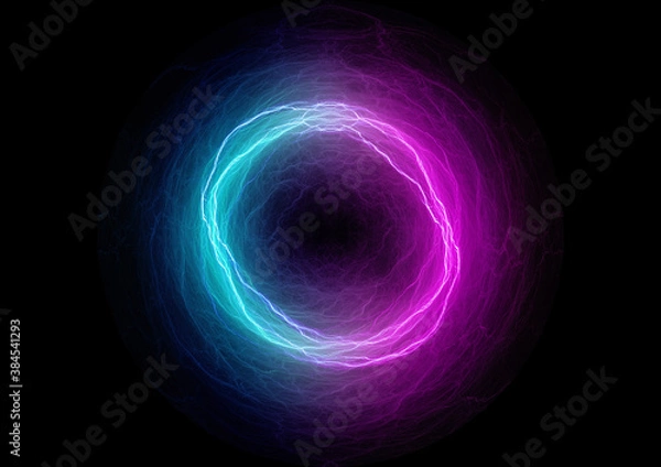 Obraz Neon circle, abstract plasma electrical background
