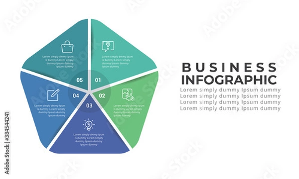 Obraz Cirle infographic with 5 options or steps vector template