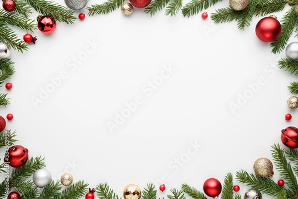 Obraz White christmas background with oval frame