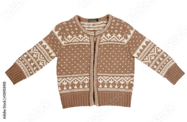 Fototapeta Brown knitted sweater with a pattern