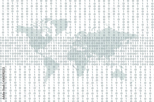 Obraz 
Lattice curves vector template, geometric graphic design. Abstract monochrome background with the contours of the continents and numbers. Curves grid texture for cover, banner layout.