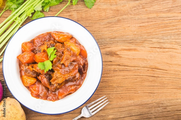 Obraz Stewed Beef Tail with Carrots and Potatoes