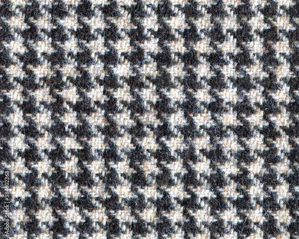 Fototapeta Classic tweed, Wool Background Texture. Coat close-up. Expensive men's suit fabric. Glenurquhart check is made of woolen fabric with a woven twill design of small and large checks. Houndstooth seamles