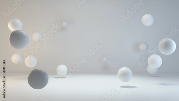 Fototapeta Shapes and white studio light concept 3D rendering