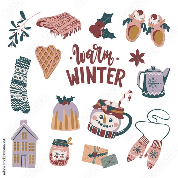 Fototapeta warm winter set