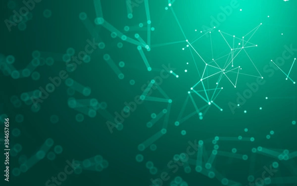 Obraz Abstract background. Molecules technology with polygonal shapes, connecting dots and lines. Connection structure. Big data visualization.