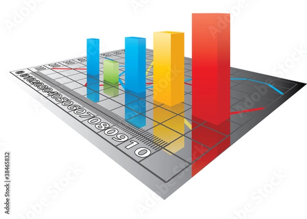 Fototapeta Vector 3D Color bar graph