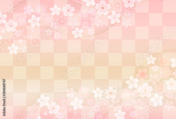 Fototapeta  桜　年賀状　和柄　背景 