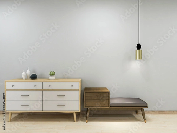 Obraz There are sofa, table and other facilities in the bright and tidy living room