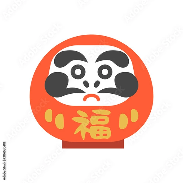 Obraz 正月　年賀状　ダルマ　イラスト素材