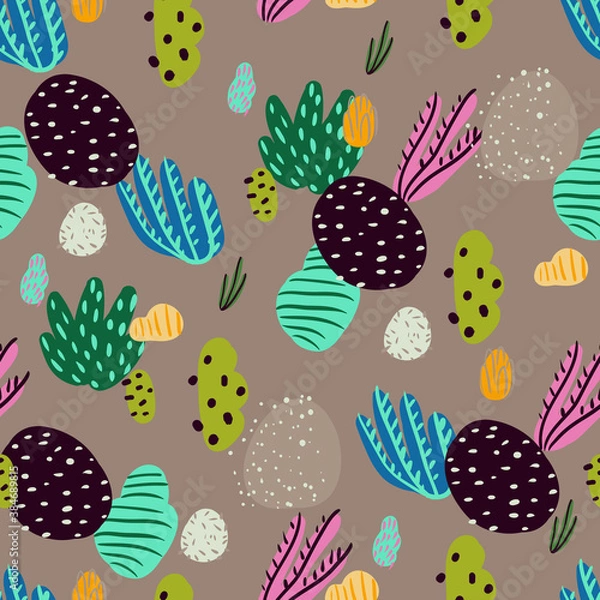 Fototapeta Bright underwater seamless pattern with beautiful corals.