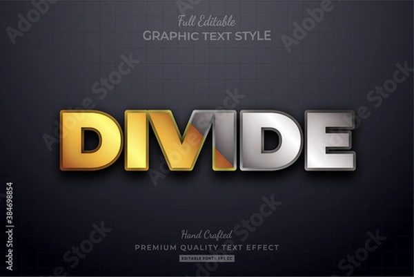 Fototapeta Divide Gold Silver Editable Premium Text Style Effect