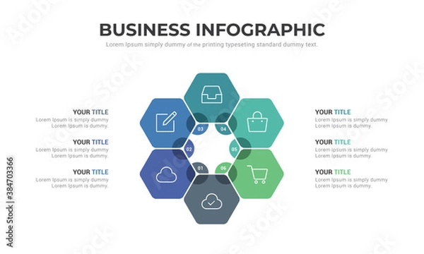 Obraz elements 6 options or parts. Creative concept for infographic. Process chart. Vector eps 10 template