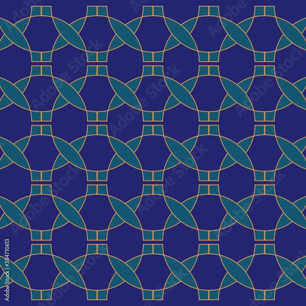Obraz Art & Illustration pattern abstract wallpaper texture blue seamless design hexagon geometric decoration  white green tile shape retro textile mosaic graphic light vintage backgrounds backdrop 