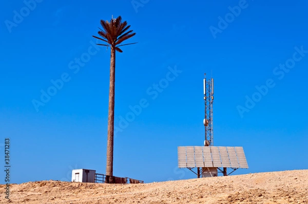 Obraz Mobile station in the desert, powered by solar panels