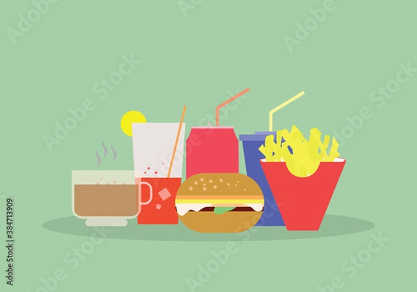Fototapeta fast food and drinks vector design illustration