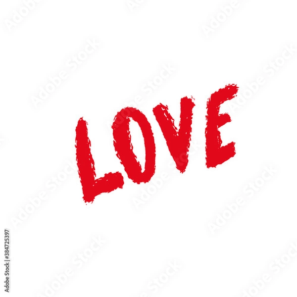 Fototapeta lettering word Love on Valentines Day Hand drawn typography isolated on the white background.