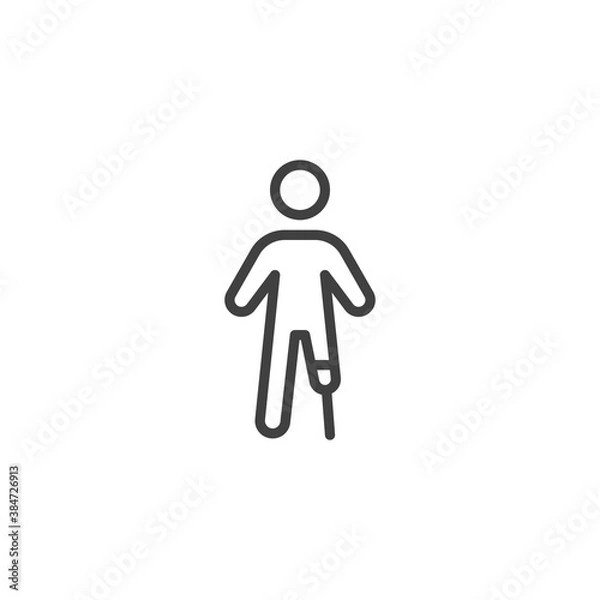 Fototapeta Disabled person line icon. linear style sign for mobile concept and web design. Man prosthesis leg outline vector icon. Symbol, logo illustration. Vector graphics