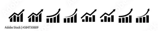 Fototapeta Graph growing up vector icon. economy graphic growth arrow rise. market chart sign isolated on white background. development forecast plan stock illustration
