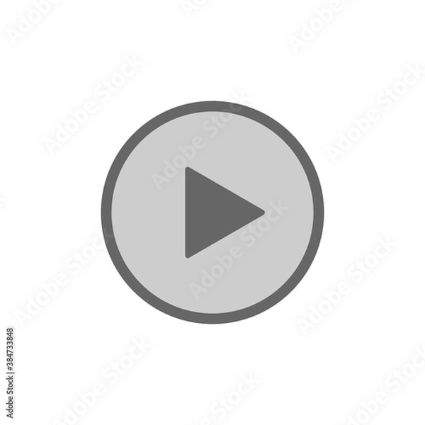 Fototapeta Grey play Icon, flat design style
