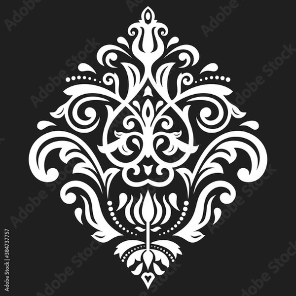 Fototapeta Elegant vintage white ornament in classic style. Abstract traditional pattern with oriental elements. Classic vintage pattern