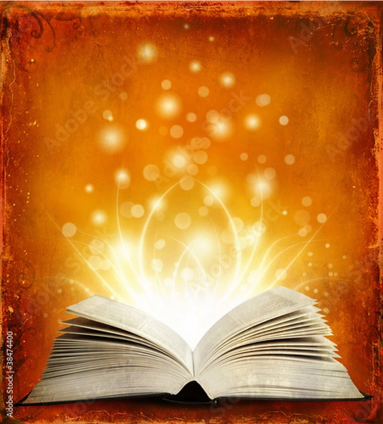 Fototapeta Open magic book with lights