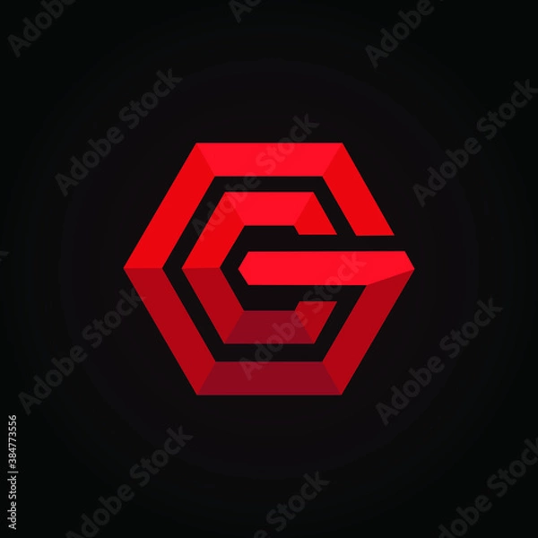 Fototapeta GC initial 3d letter logo design vector