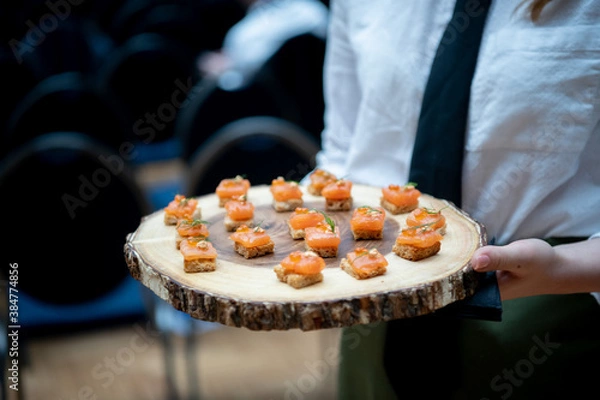 Obraz Luxury Salmon Canapé Selection Served at a Reception