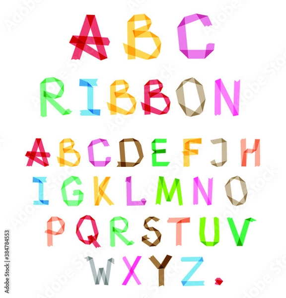 Fototapeta Colorful ribbon style creative alphabet letters. 