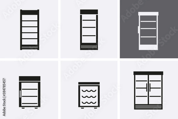 Fototapeta Fridge drink, freezer, Icon set.