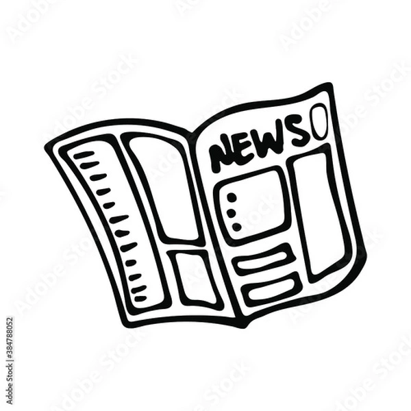 Fototapeta Doodle newspaper. News, announcements and articles. Hand drawn picture
isolated on white background. Vector