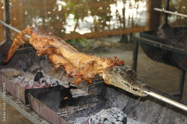 Obraz meat on the grill crocodile