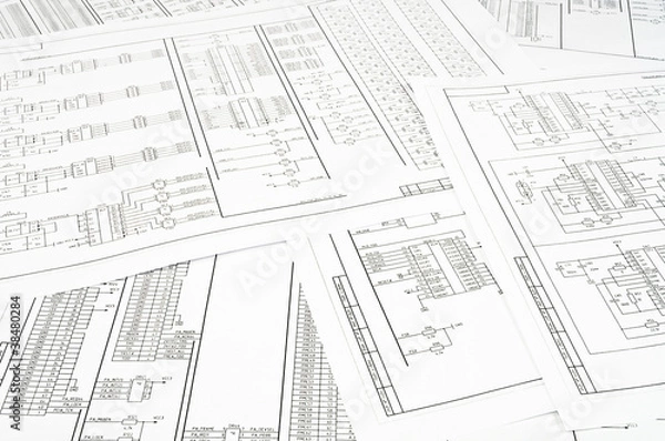 Obraz Background of several electrical circuits printed on paper