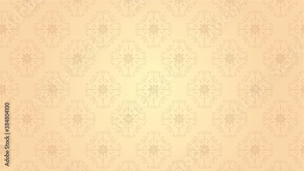 Obraz ダマスク模様　シームレスパターン　壁紙 背景　ベージュ