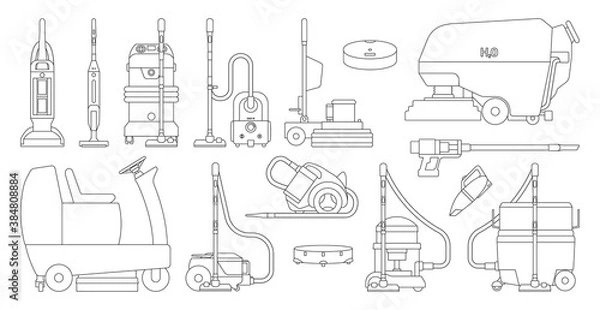 Fototapeta Vacuum cleaners realistic set icon. Vector illustration cleaning hoover on white background. Vector realistic set icon vacuum cleaners .