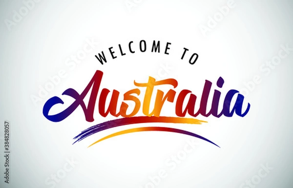 Obraz Australia Welcome To Message in Beautiful Colored Modern Gradients Vector Illustration.