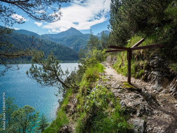 Obraz The Gaisalmsteig on Lake Achensee in Tyrol in early summer