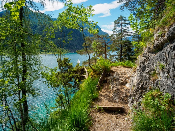 Obraz The Gaisalmsteig on Lake Achensee in Tyrol in early summer