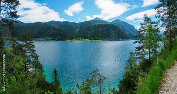 Obraz The Gaisalmsteig on Lake Achensee in Tyrol in early summer