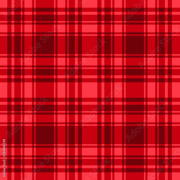Obraz Red cage seamless pattern background. Vector checkered abstract backdrop. Trend Christmas and New Year surface print texture