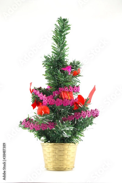 Obraz Christmas tree decoration over white