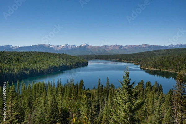 Obraz Holland Lake and Falls trail in Flathead National Forest, Montana. USA. Back to Nature concept.