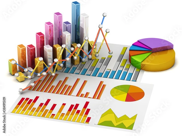 Obraz Graph diagram pie chart 3d