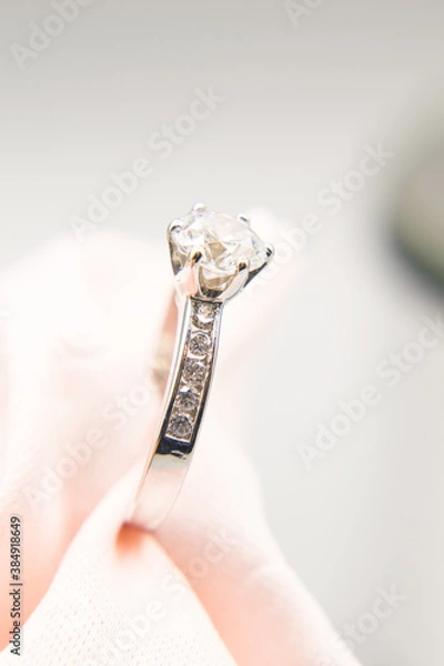 Obraz The diamond silver ring for wedding 